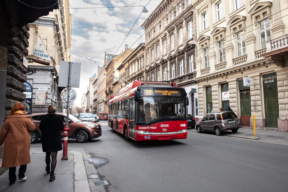Budapest,,Hungary,-,February,27,,2022:,Budapest,Trolleybus,,Or,Trolley,